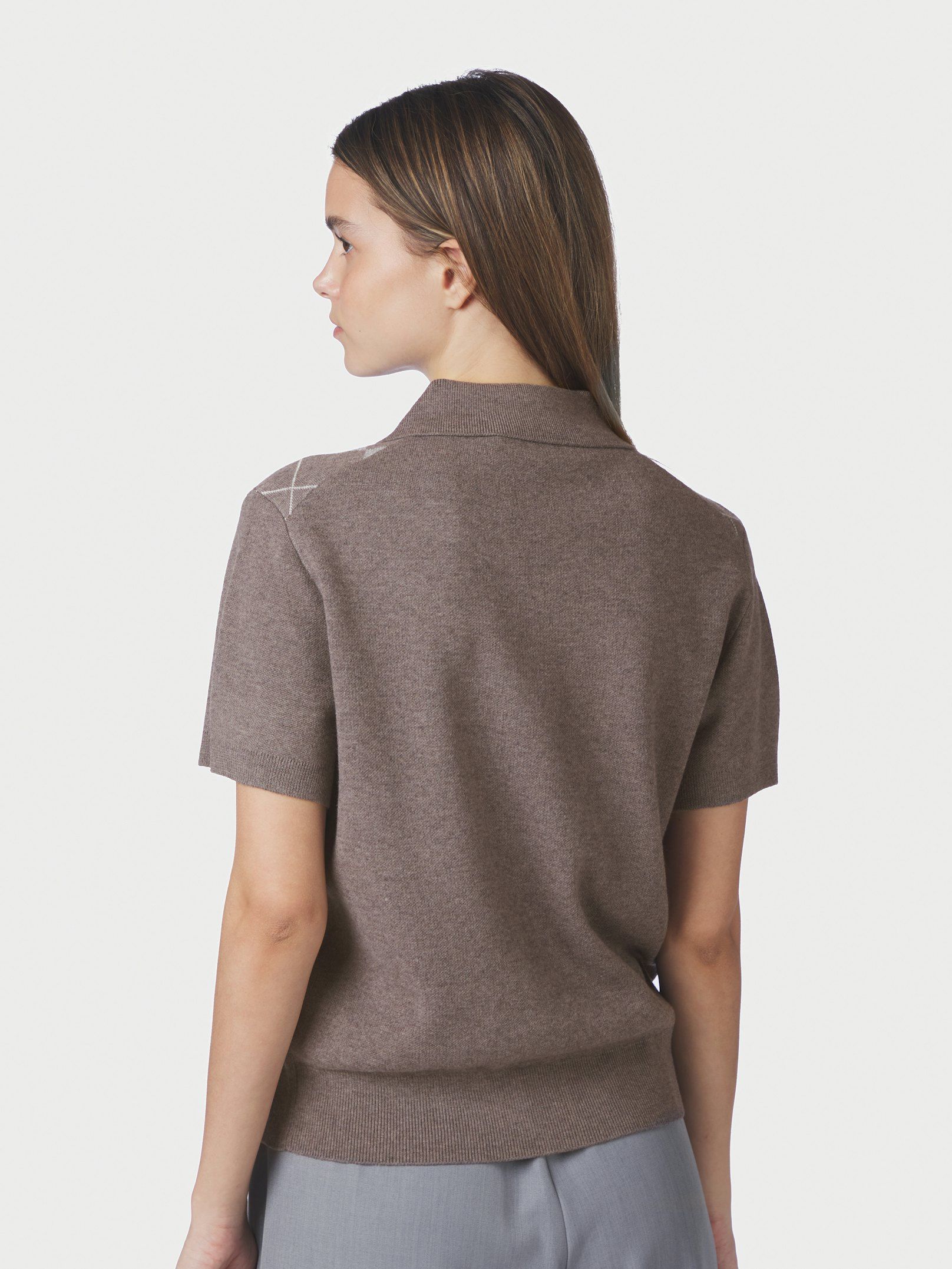 NEO NOIR PULLOVER POLO GIA CHECK KNIT DARK TAUPE