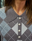 NEO NOIR PULLOVER POLO GIA CHECK KNIT DARK TAUPE