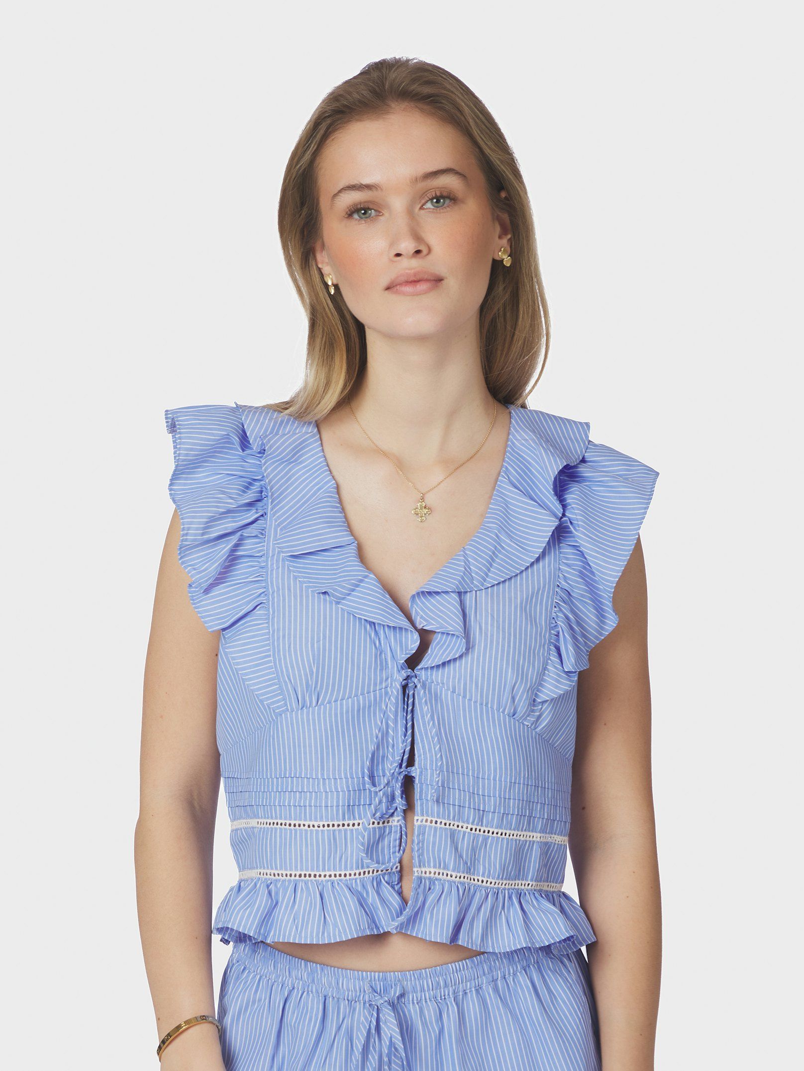 NEO NOIR TOP JOLIA STRIPE BLOUSE LIGHT BLUE