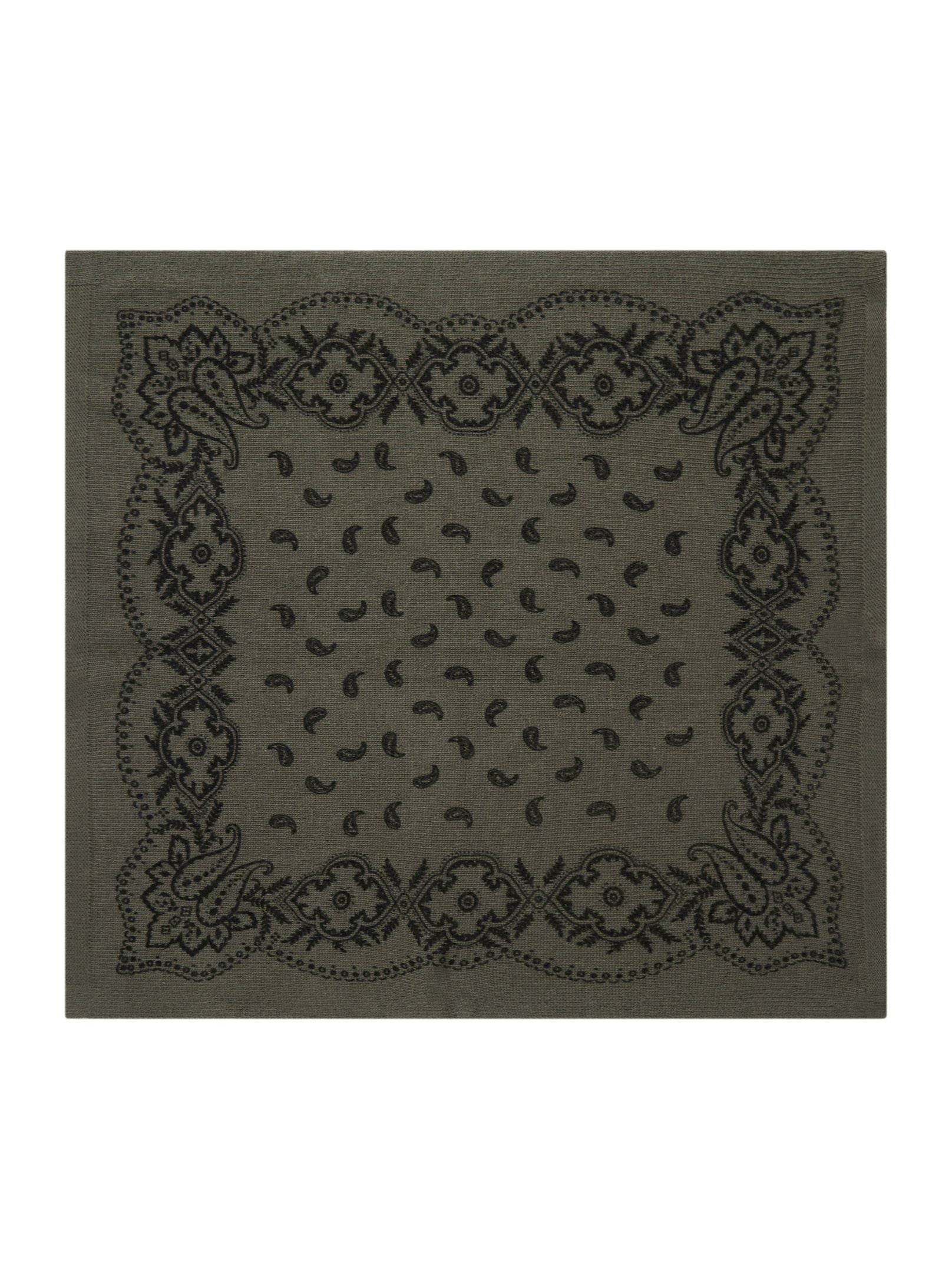 NEO NOIR SJAAL ADELINA PAISLEY KNIT SCARF ARMY