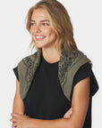 NEO NOIR SJAAL ADELINA PAISLEY KNIT SCARF ARMY