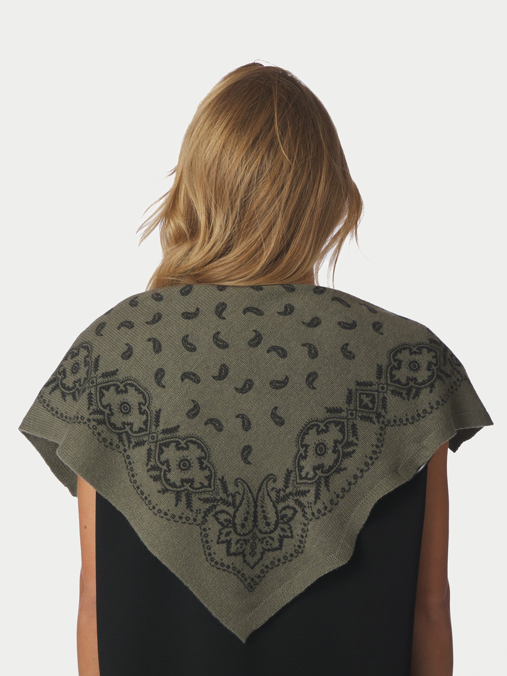 NEO NOIR SJAAL ADELINA PAISLEY KNIT SCARF ARMY