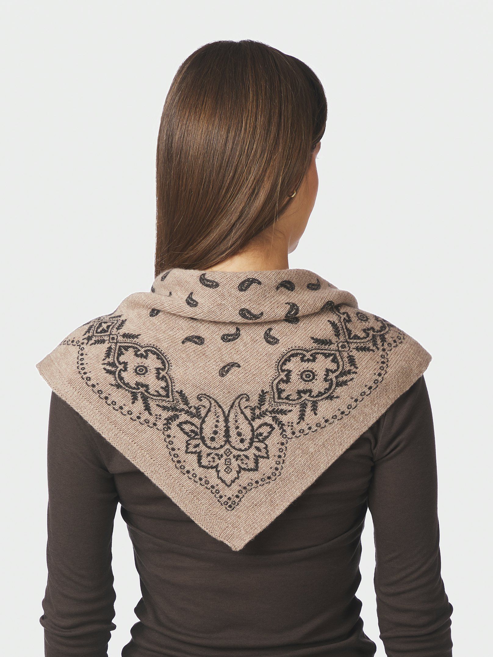 NEO NOIR SJAAL ADELINA PAISLEY KNIT SCARF BEIGE MELANGE