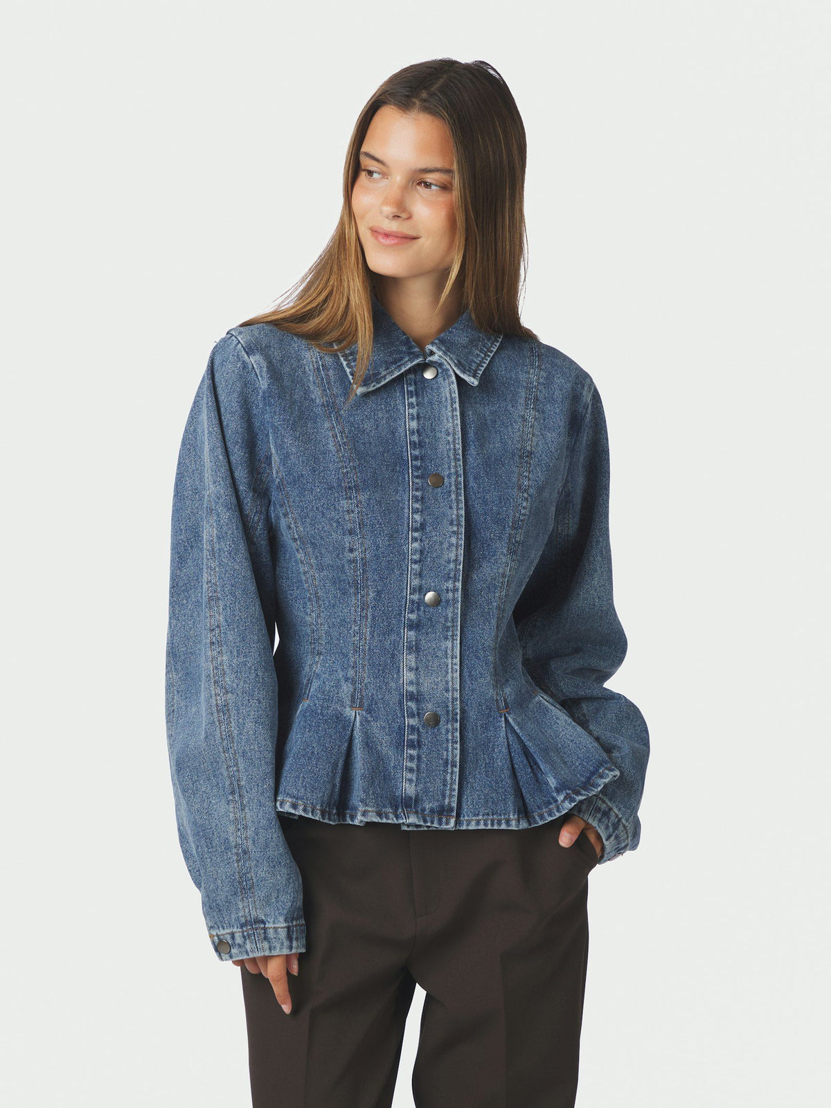 NEO NOIR BLAZER RIVORA DENIM PEPLUM JACKET BLUE
