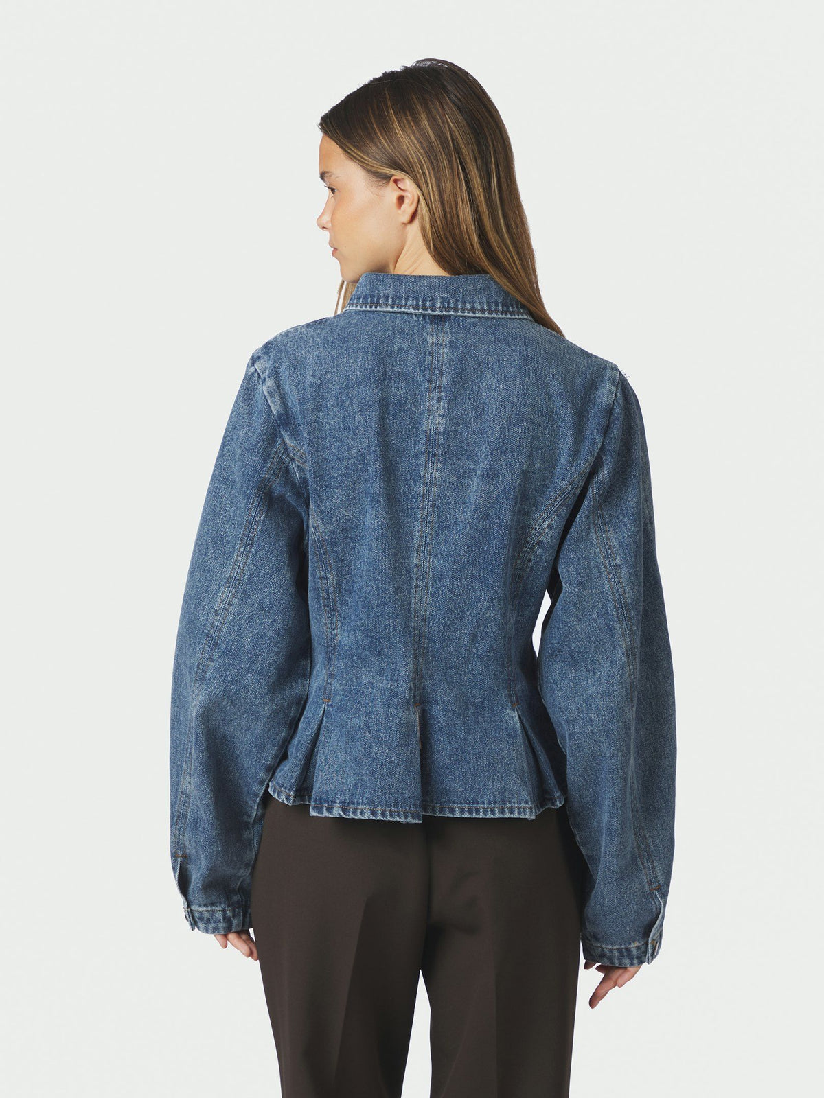 NEO NOIR BLAZER RIVORA DENIM PEPLUM JACKET BLUE