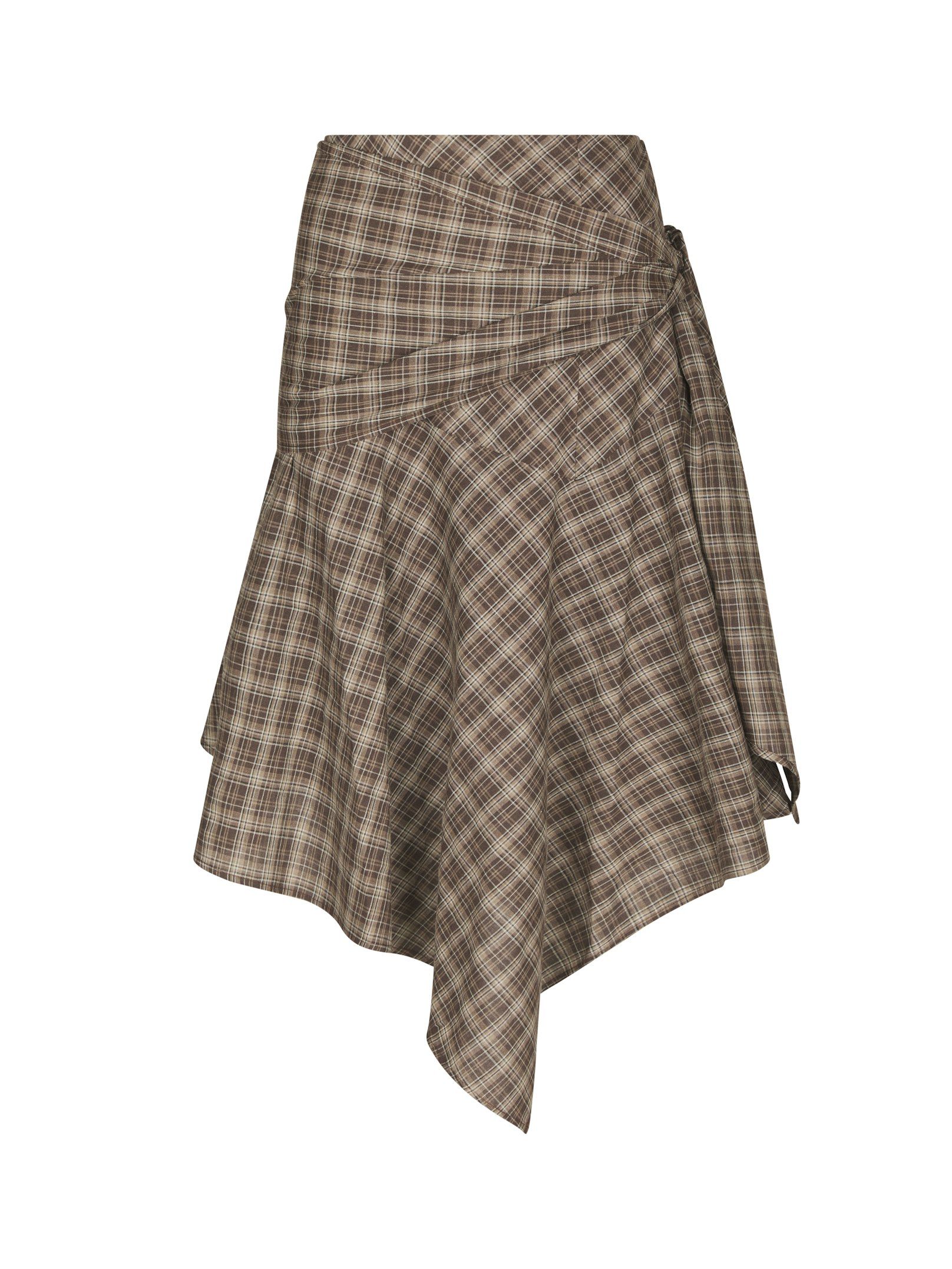 NEO NOIR ROK SABELLA CHECK SKIRT BROWN CHECK