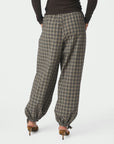 NEO NOIR PANTS ROXANE BALLOON CHECKED DUSTY ARMY