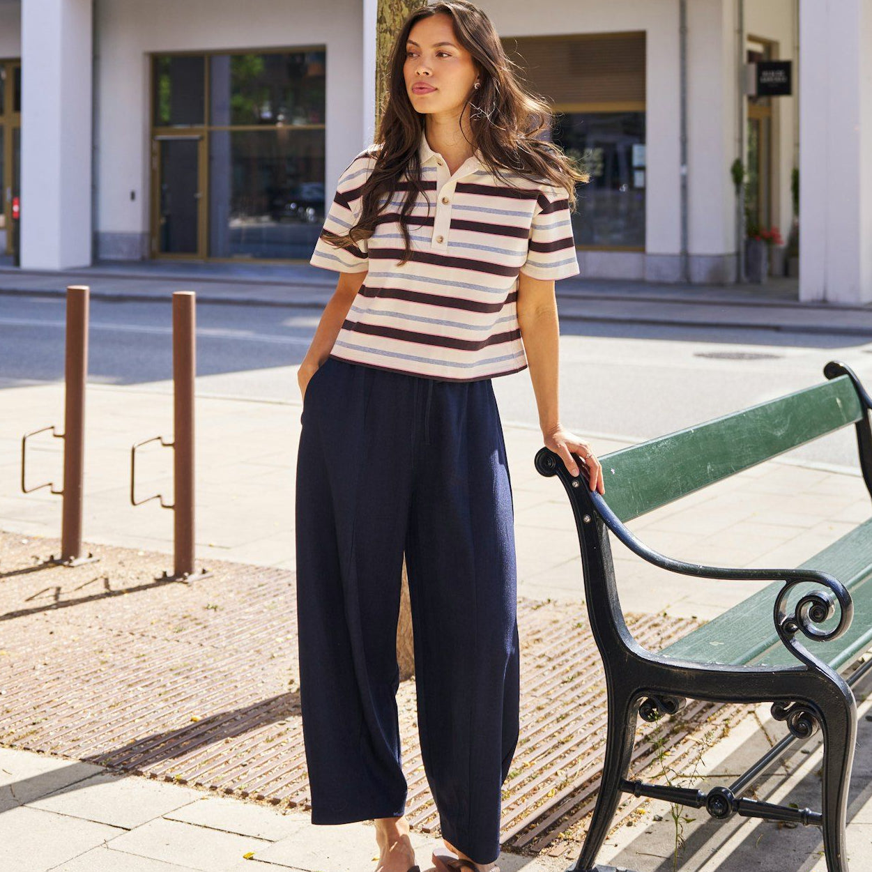 NEO NOIR PANTS EVELINE PINSTRIPE NAVY