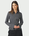 NEO NOIR BLOUSE CATHY ZIP SHIRT CHECK BLACK