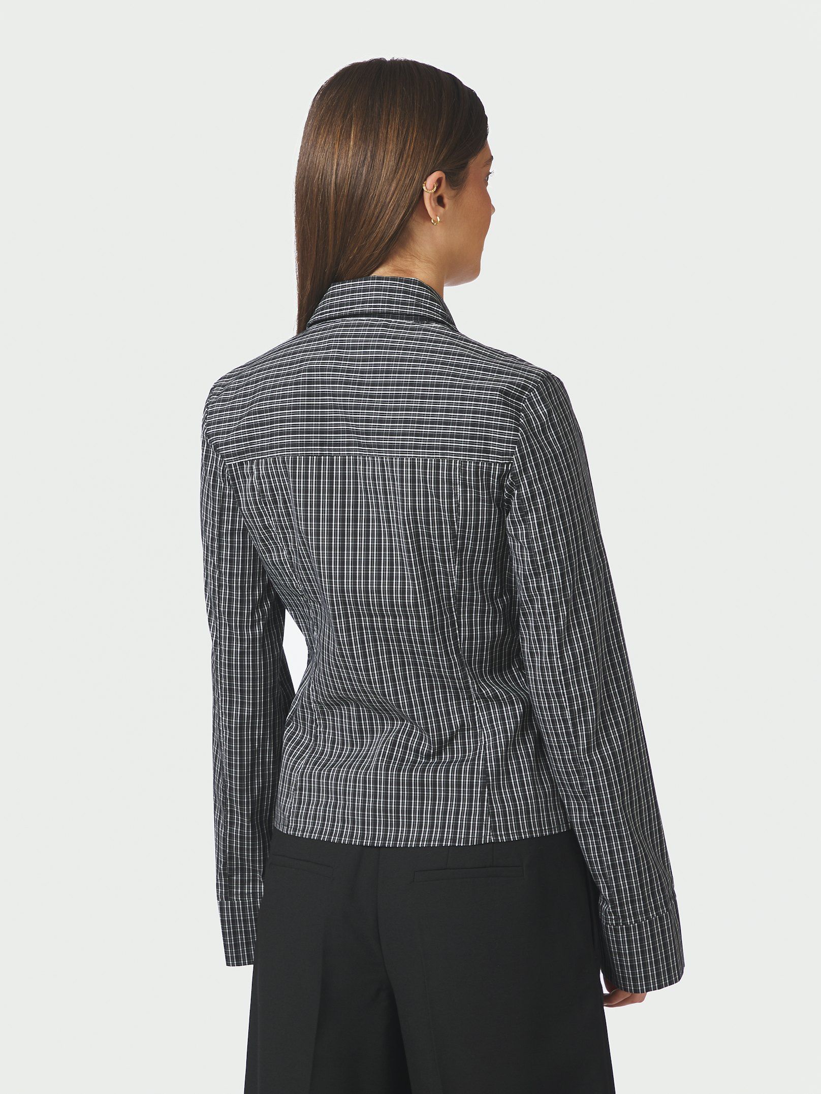 NEO NOIR BLOUSE CATHY ZIP SHIRT CHECK BLACK