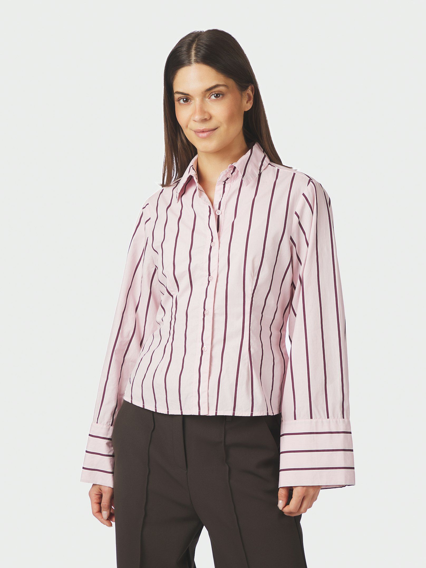 NEO NOIR BLOUSE ROSA WIDE STRIPE SHIRT LIGHT PINK