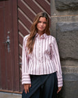 NEO NOIR BLOUSE ROSA WIDE STRIPE SHIRT LIGHT PINK