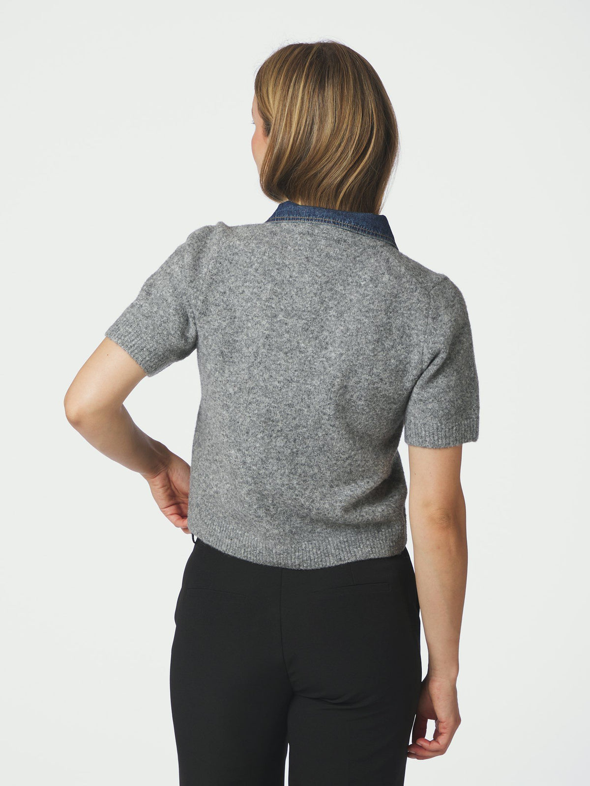 NEO NOIR VEST AMORIA KNIT CARDIGAN GREY MELANGE