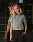 NEO NOIR VEST AMORIA KNIT CARDIGAN GREY MELANGE