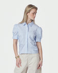NEO NOIR BLOUSE FRANNIE SOFT STRIPE SHIRT LIGHT BLUE