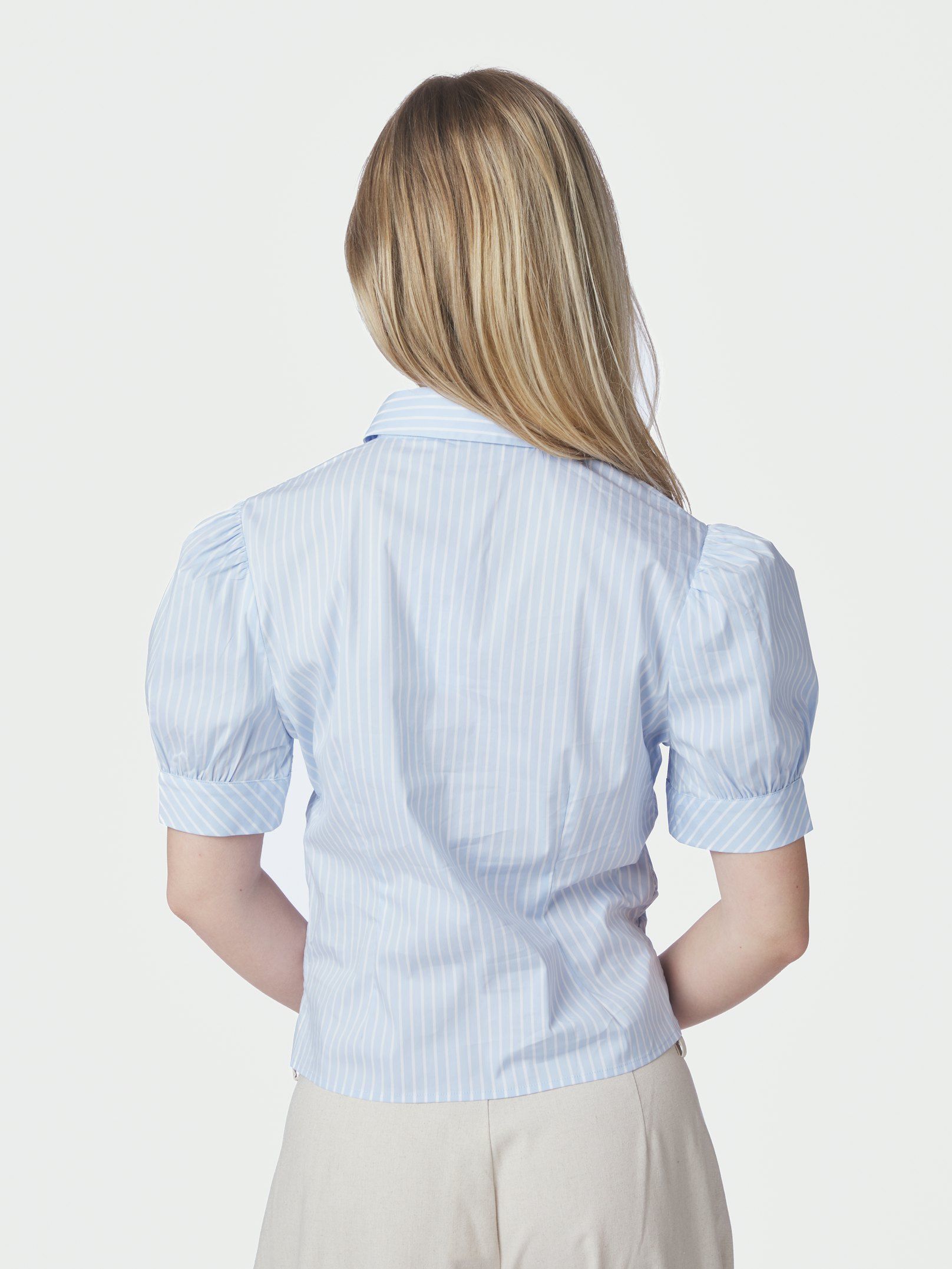 NEO NOIR BLOUSE FRANNIE SOFT STRIPE SHIRT LIGHT BLUE