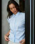 NEO NOIR BLOUSE FRANNIE SOFT STRIPE SHIRT LIGHT BLUE