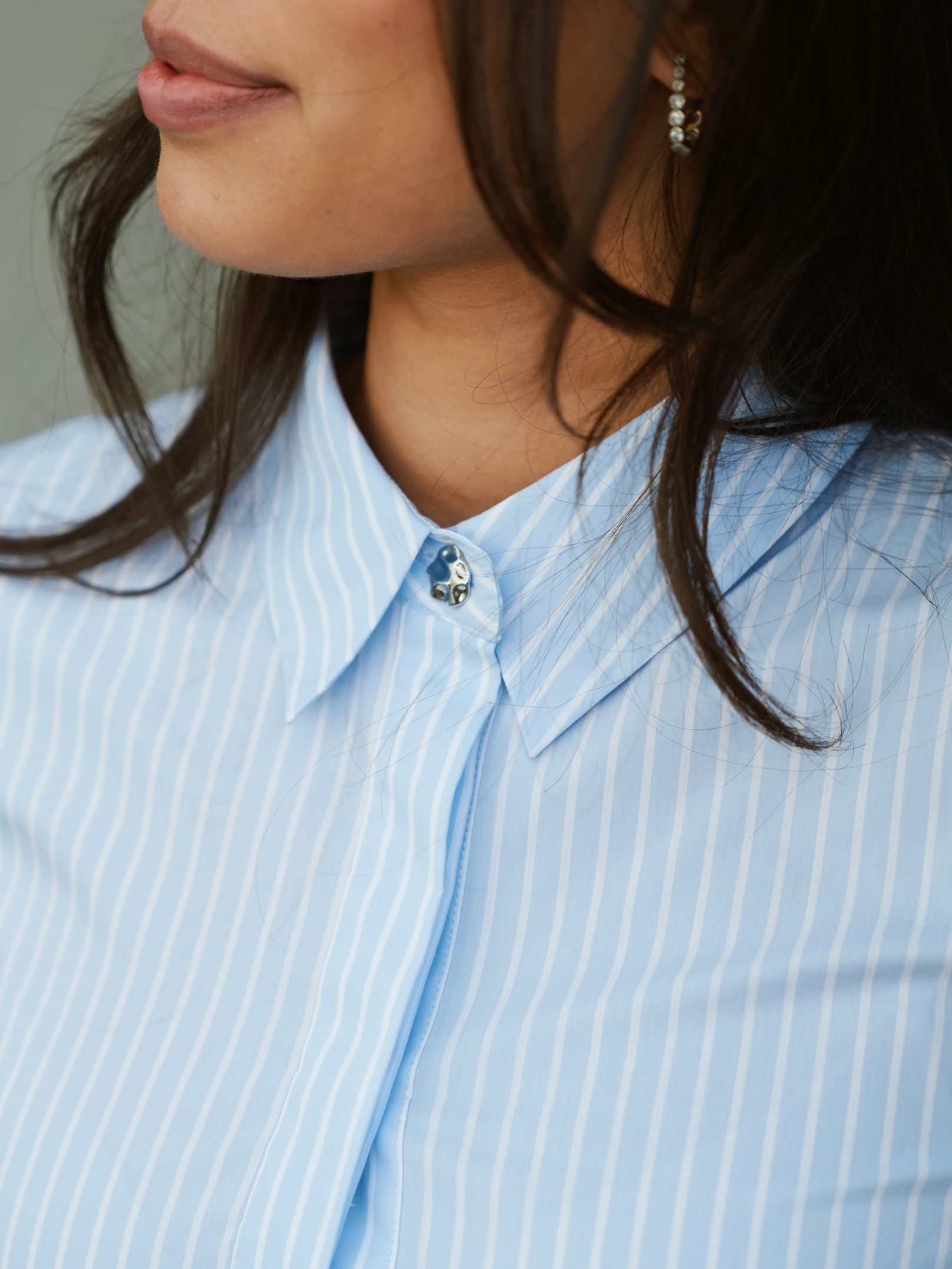 NEO NOIR BLOUSE FRANNIE SOFT STRIPE SHIRT LIGHT BLUE