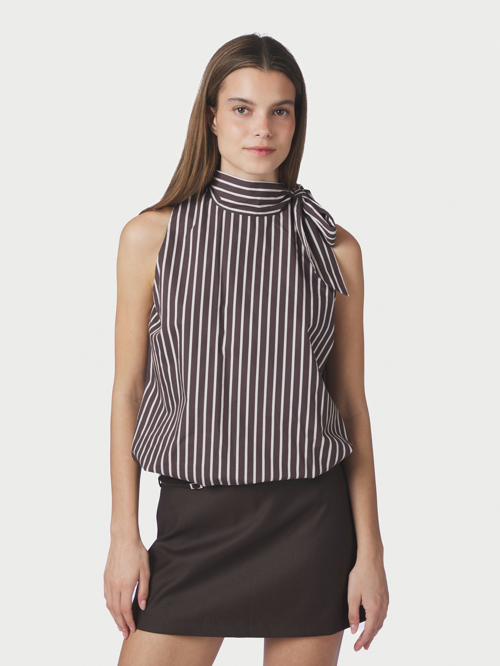 NEO NOIR TOP VEDA WIDE STRIPE DARK BROWN