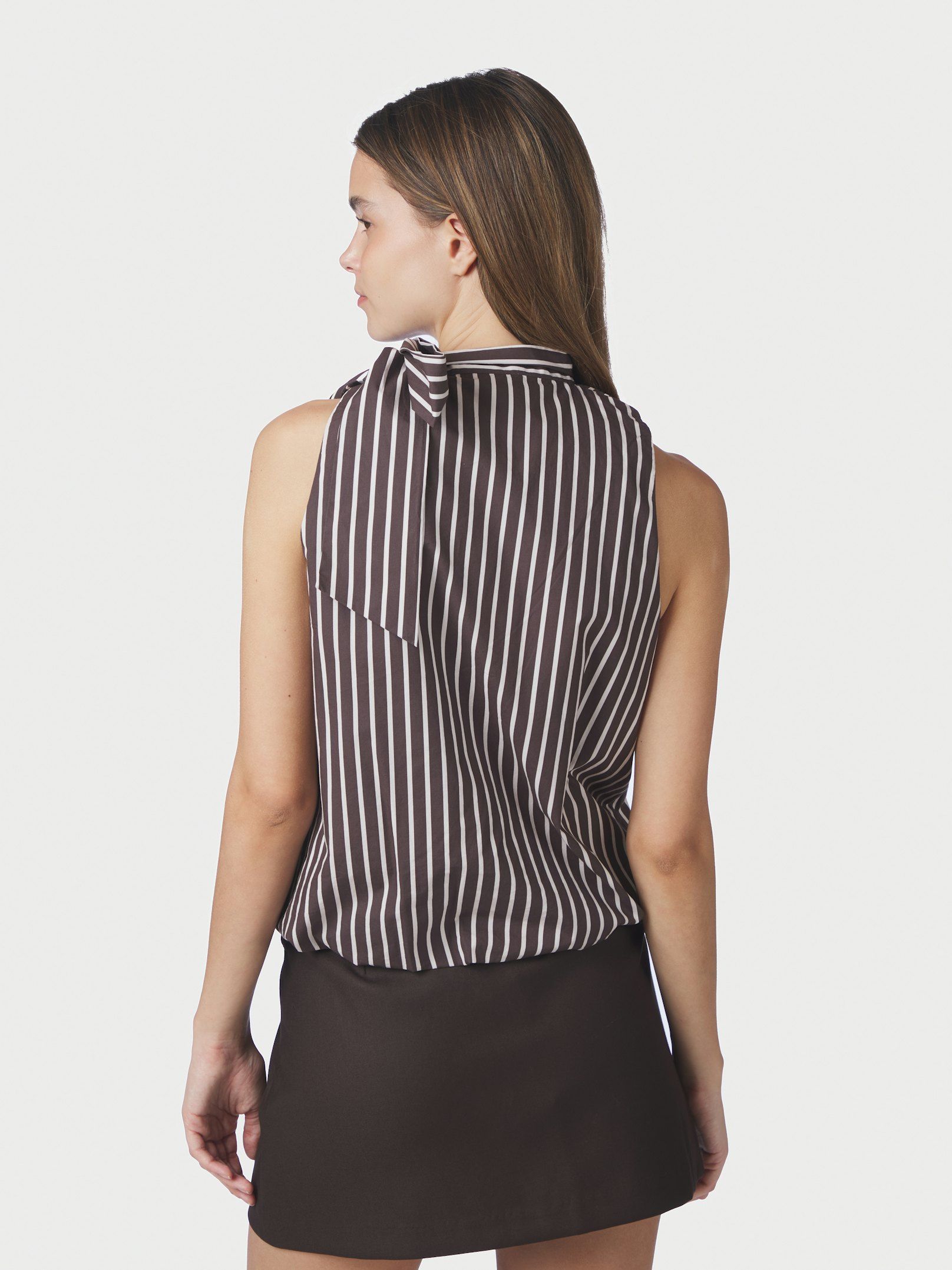 NEO NOIR TOP VEDA WIDE STRIPE DARK BROWN