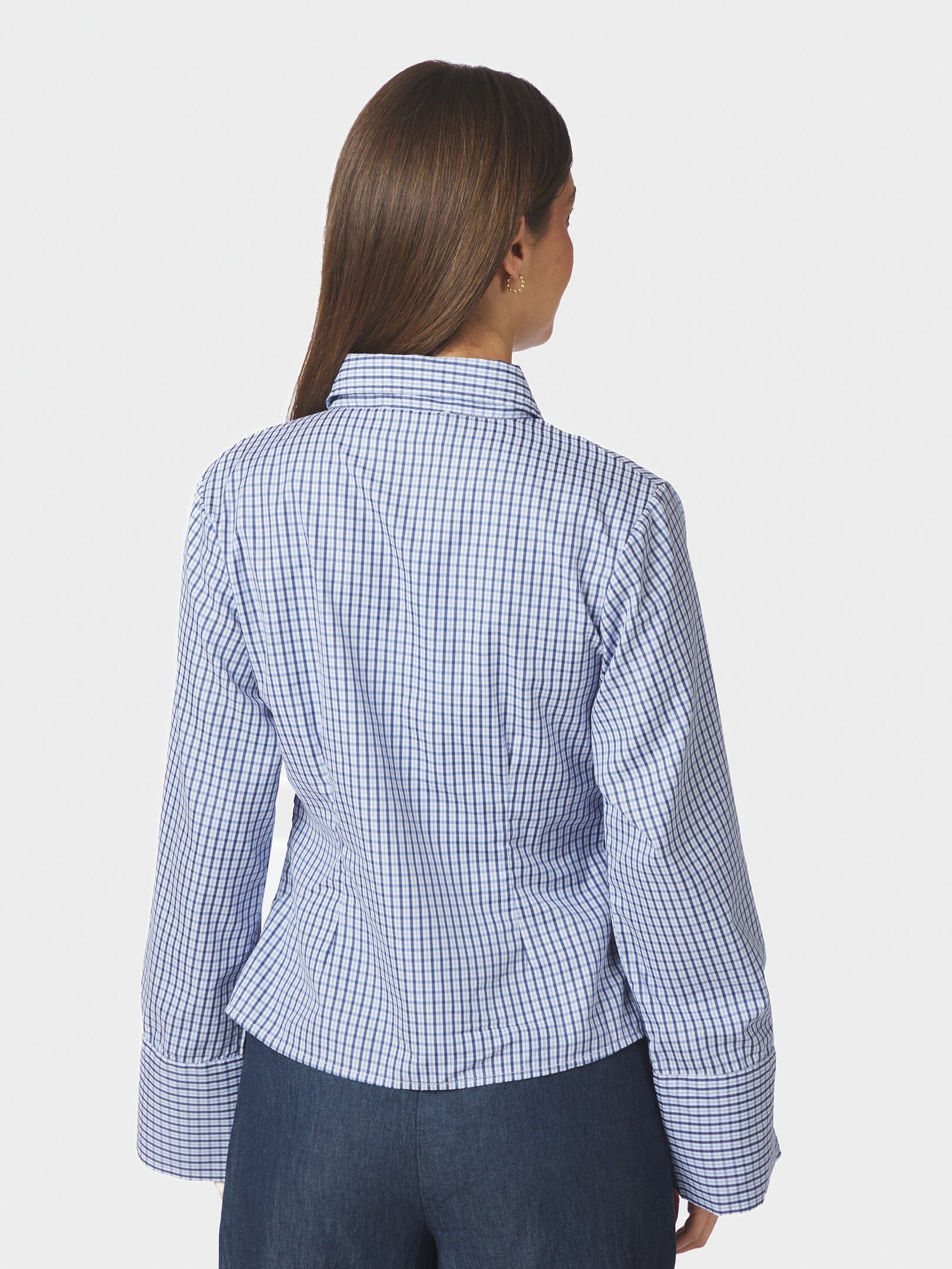 NEO NOIR BLOUSE FENLI CHECK SHIRT BLUE