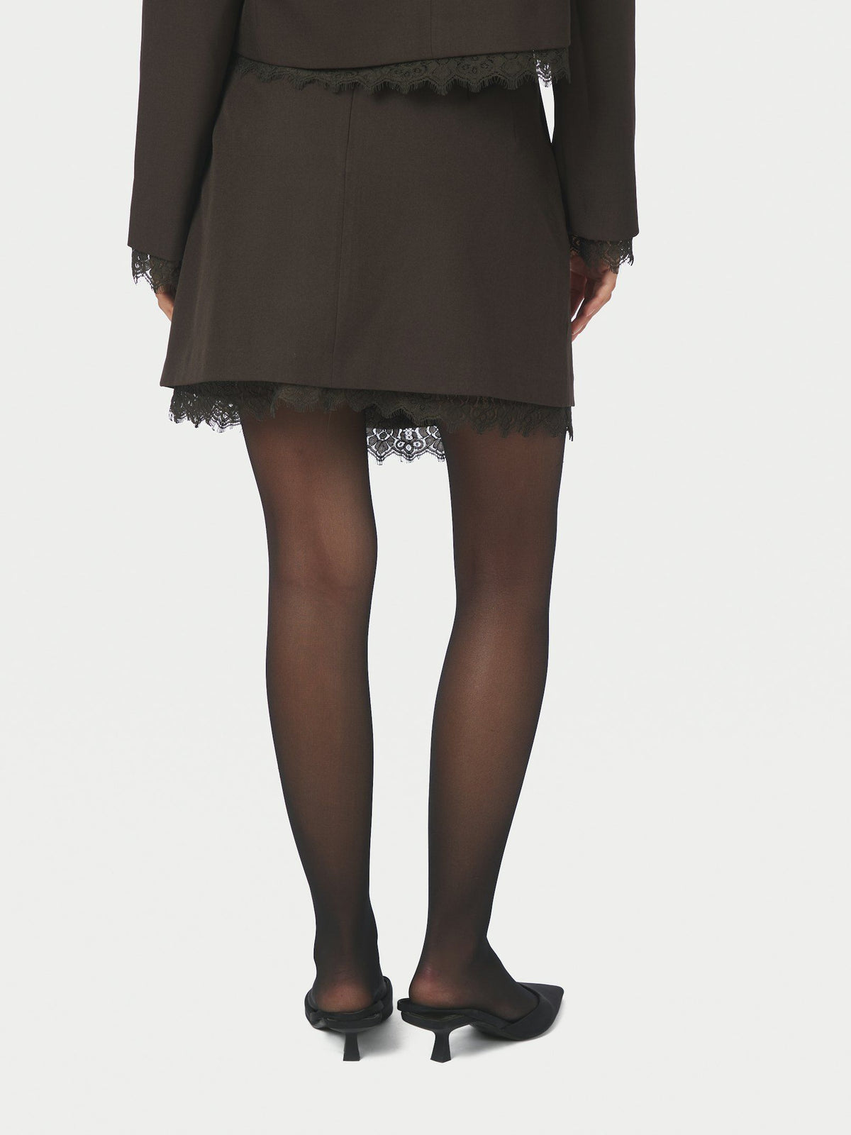 NEO NOIR ROK BRIGITTE STRUCTURE LACE SKIRT DARK BROWN