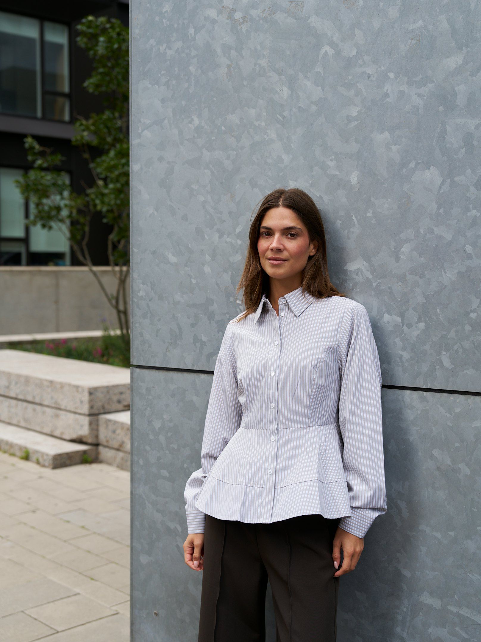 NEO NOIR BLOUSE SAMIRA STRIPE SHIRT TAUPE STRIPE