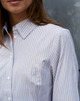 NEO NOIR BLOUSE SAMIRA STRIPE SHIRT TAUPE STRIPE
