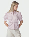 NEO NOIR BLOUSE FRANNIE STRUCTURE STRIPE SHIRT LIGHT PINK