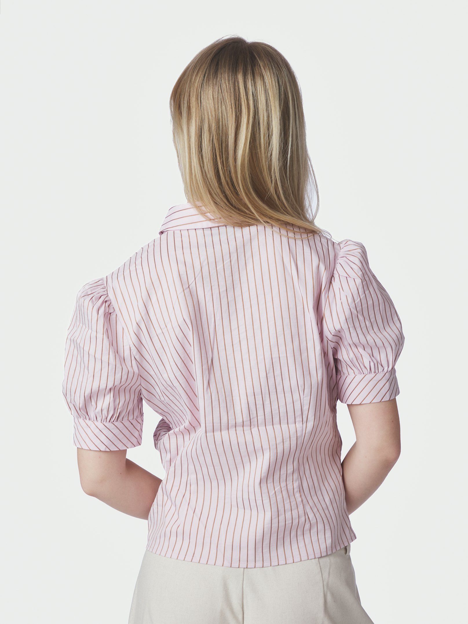 NEO NOIR BLOUSE FRANNIE STRUCTURE STRIPE SHIRT LIGHT PINK