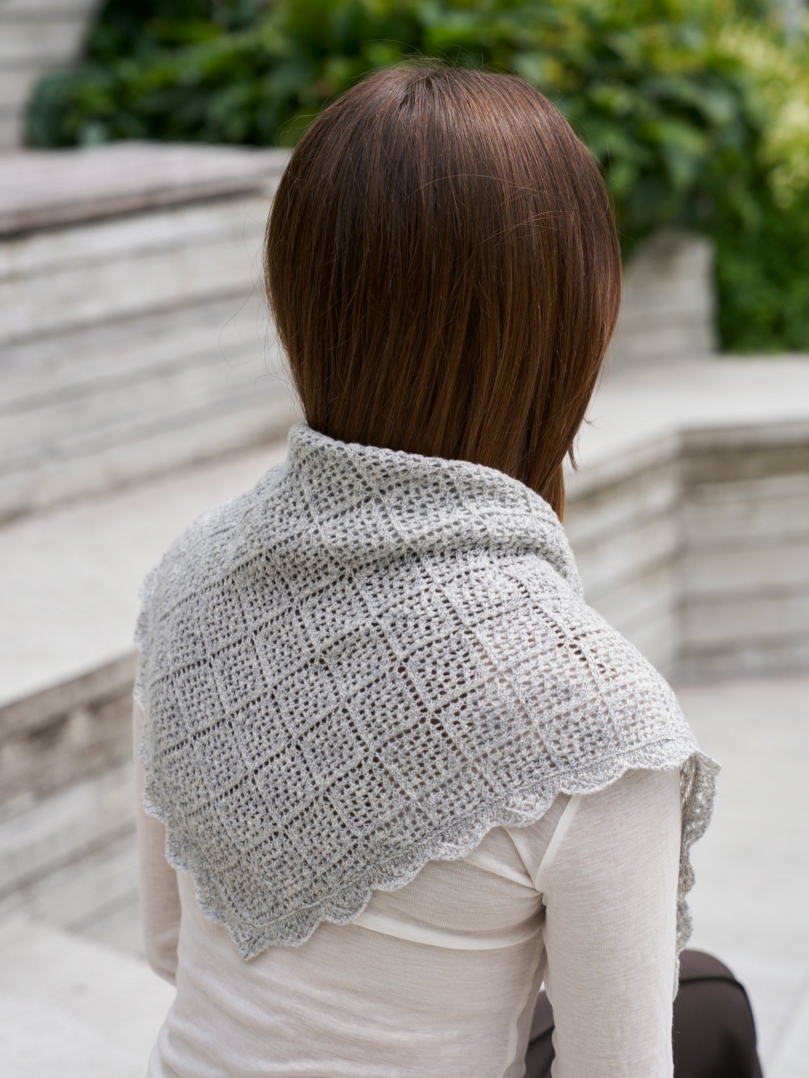 NEO NOIR SJAAL MISTY MEDIUM POINTELLE SCARF GREY MELANGE