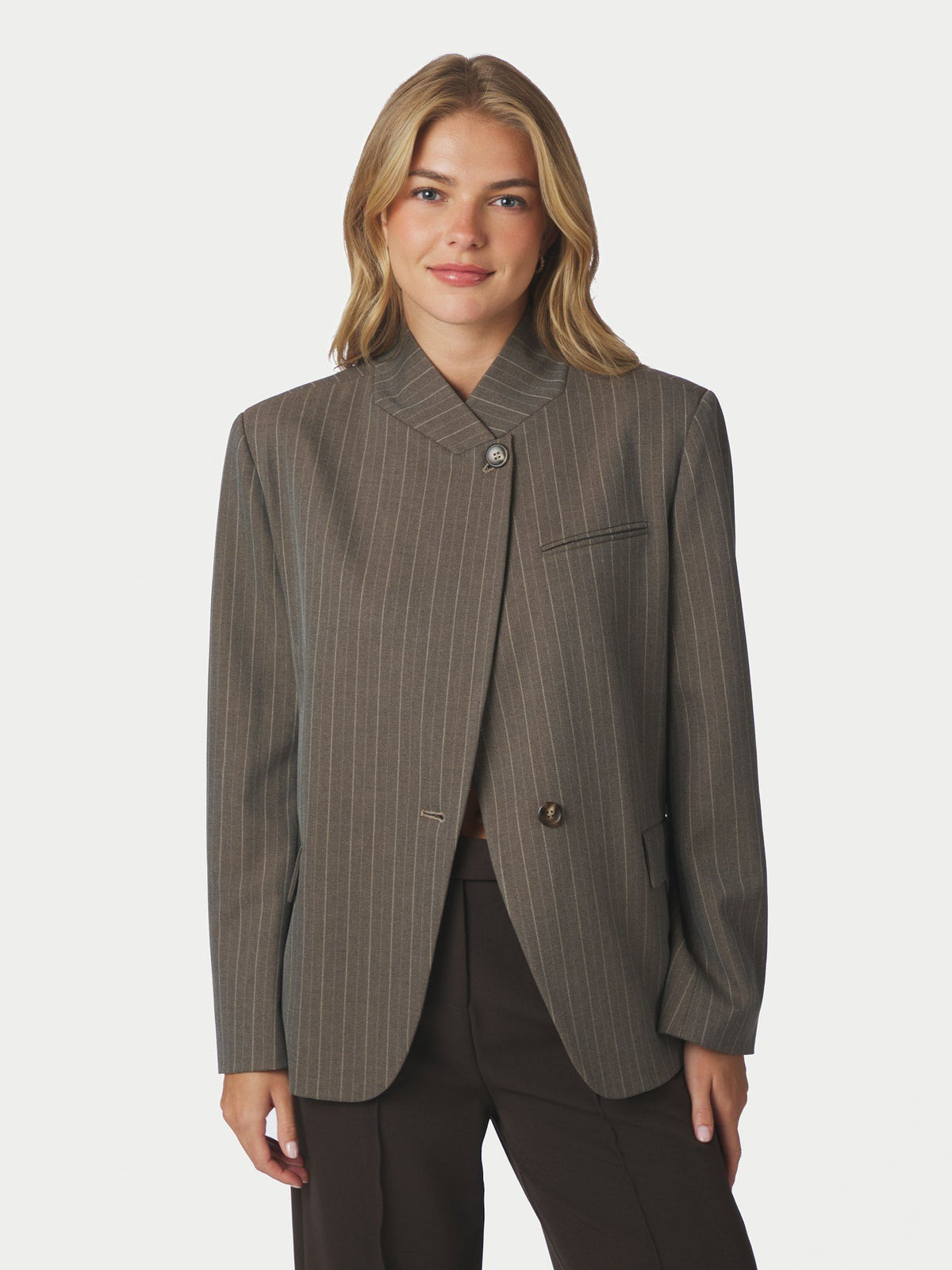 NEO NOIR BLAZER NERINE PINSTRIPE DARK TAUPE