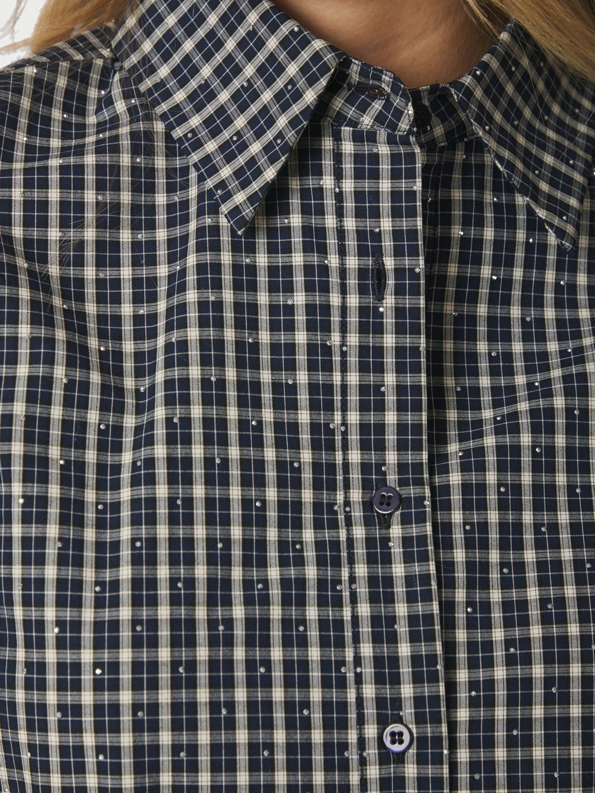 NEO NOIR BLOUSE DREW CHECK BEDAZ SHIRT DARK BLUE