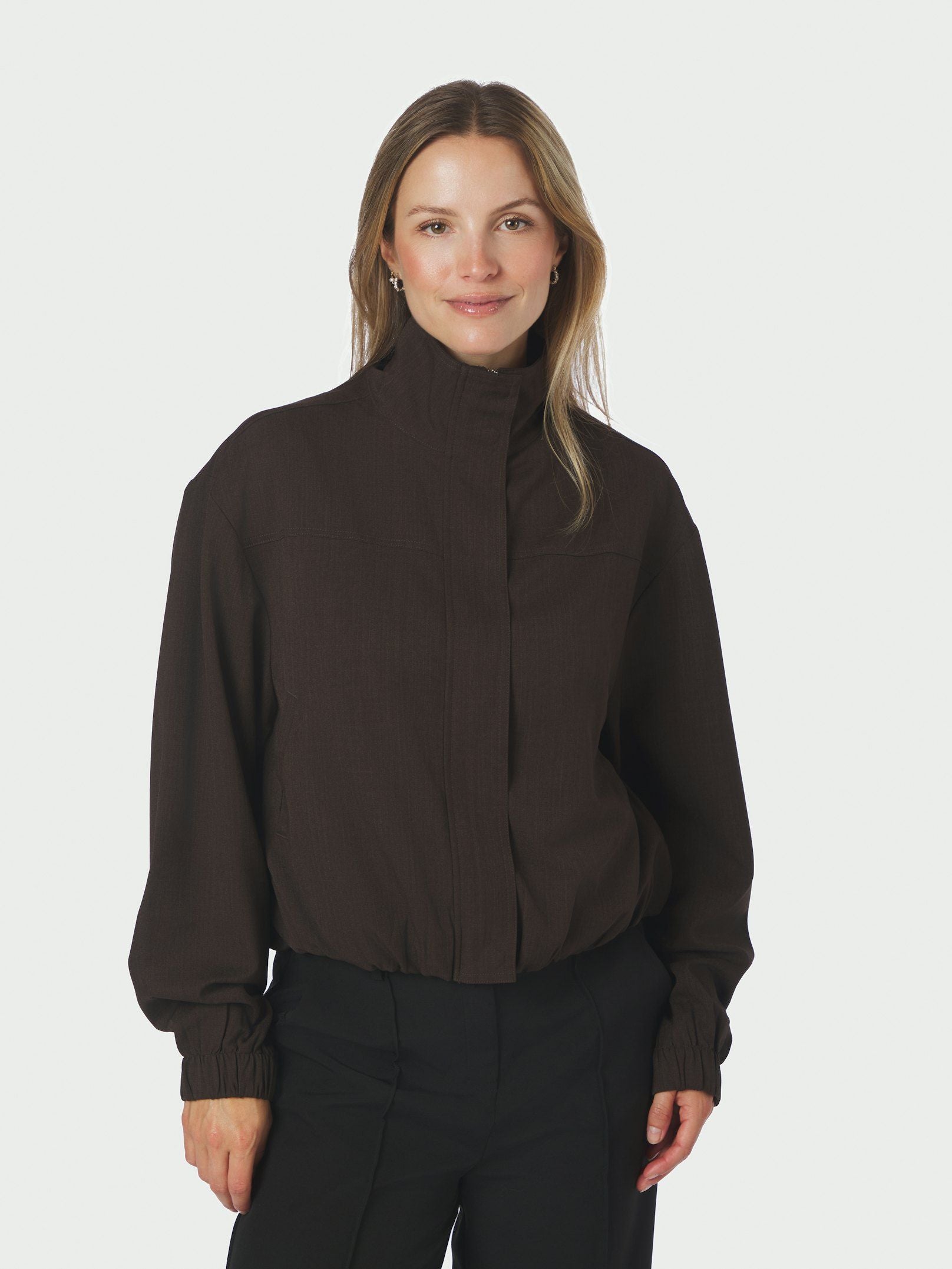 NEO NOIR BLOUSE JACKET FELICITY ZIP DARK BROWN