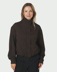 NEO NOIR BLOUSE JACKET FELICITY ZIP DARK BROWN