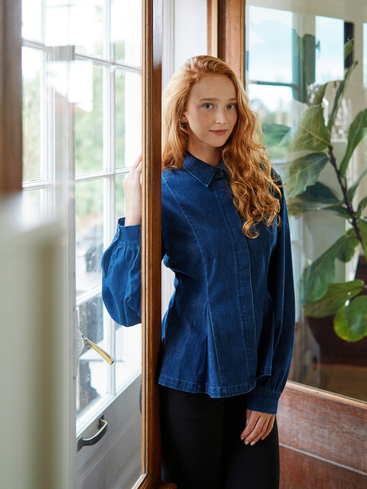 NEO NOIR BLOUSE MELODY DENIM SHIRT DARK BLUE
