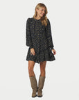 NEO NOIR JURK ROBERTA SMALL FLOWER DRESS BLACK