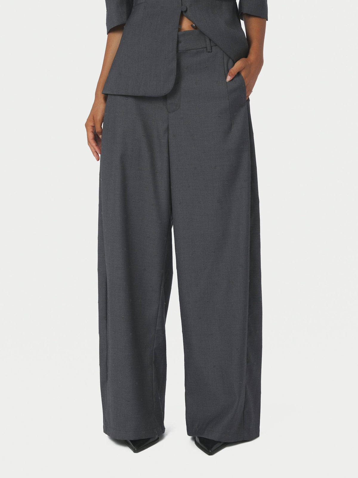 NEO NOIR PANTS ESSIALL DOBBY SUIT GREY MELANGE
