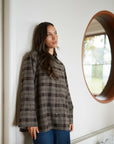 NEO NOIR BLOUSE DITA FLANNEL CHECK SHIRT BROWN