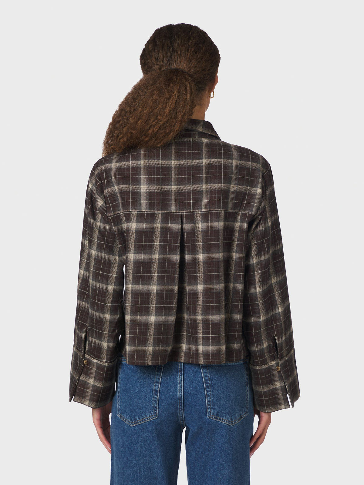NEO NOIR BLOUSE JAYLIN FLANNEL CHECK SHIRT DARK BROWN