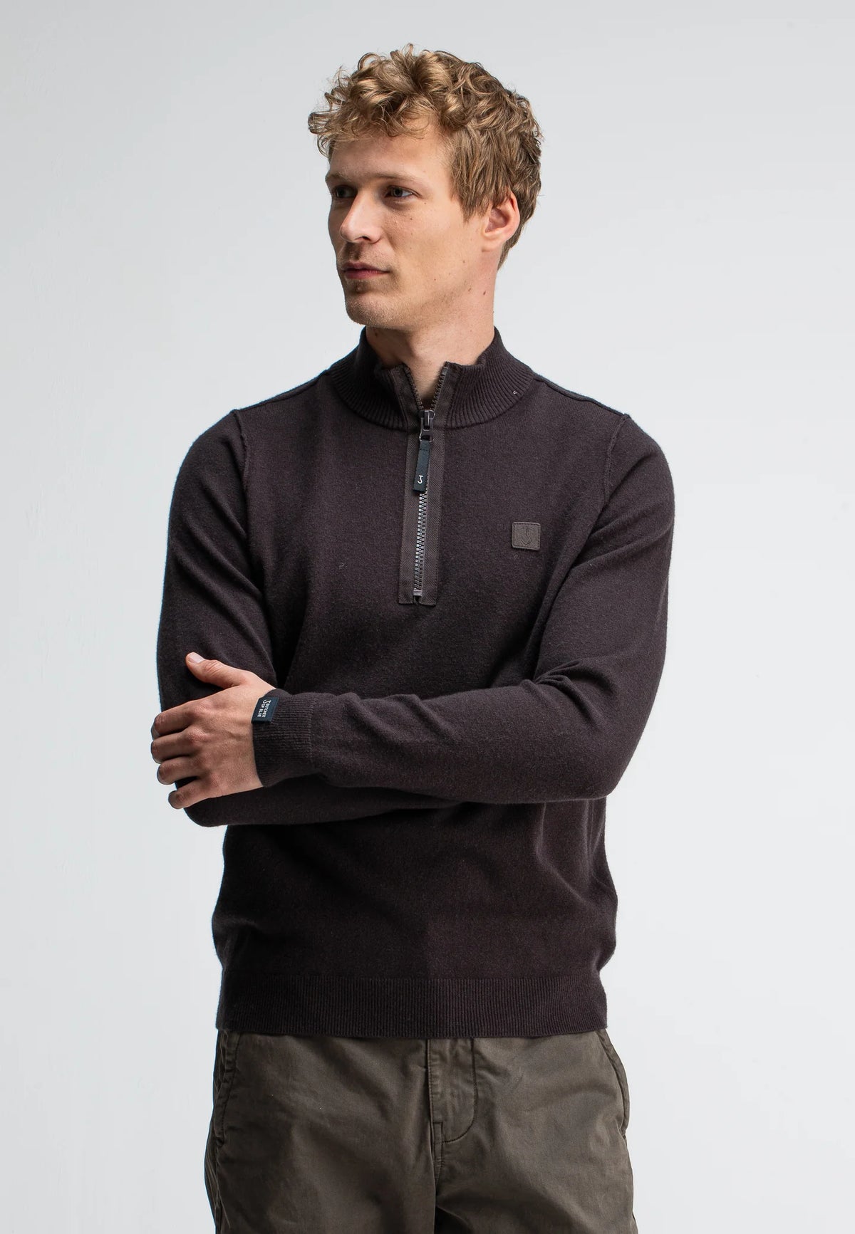 BUTCHER OF BLUE PULLOVER CLIFDEN HALFZIP TOPAZ BROWN