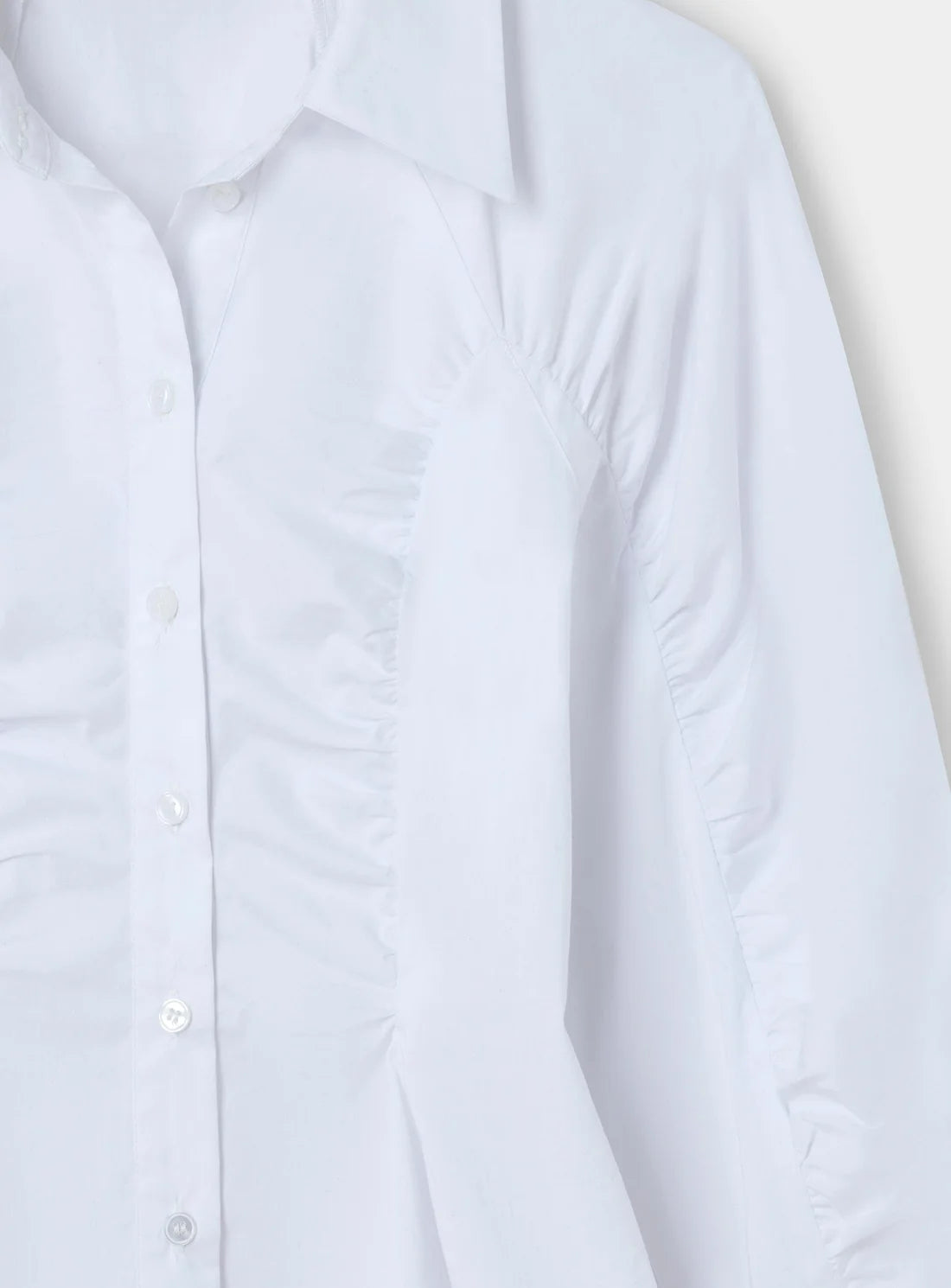 LAAGAM BLOUSE BELLEVILLE RUCHED SHIRT WHITE