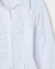 LAAGAM BLOUSE BELLEVILLE RUCHED SHIRT WHITE