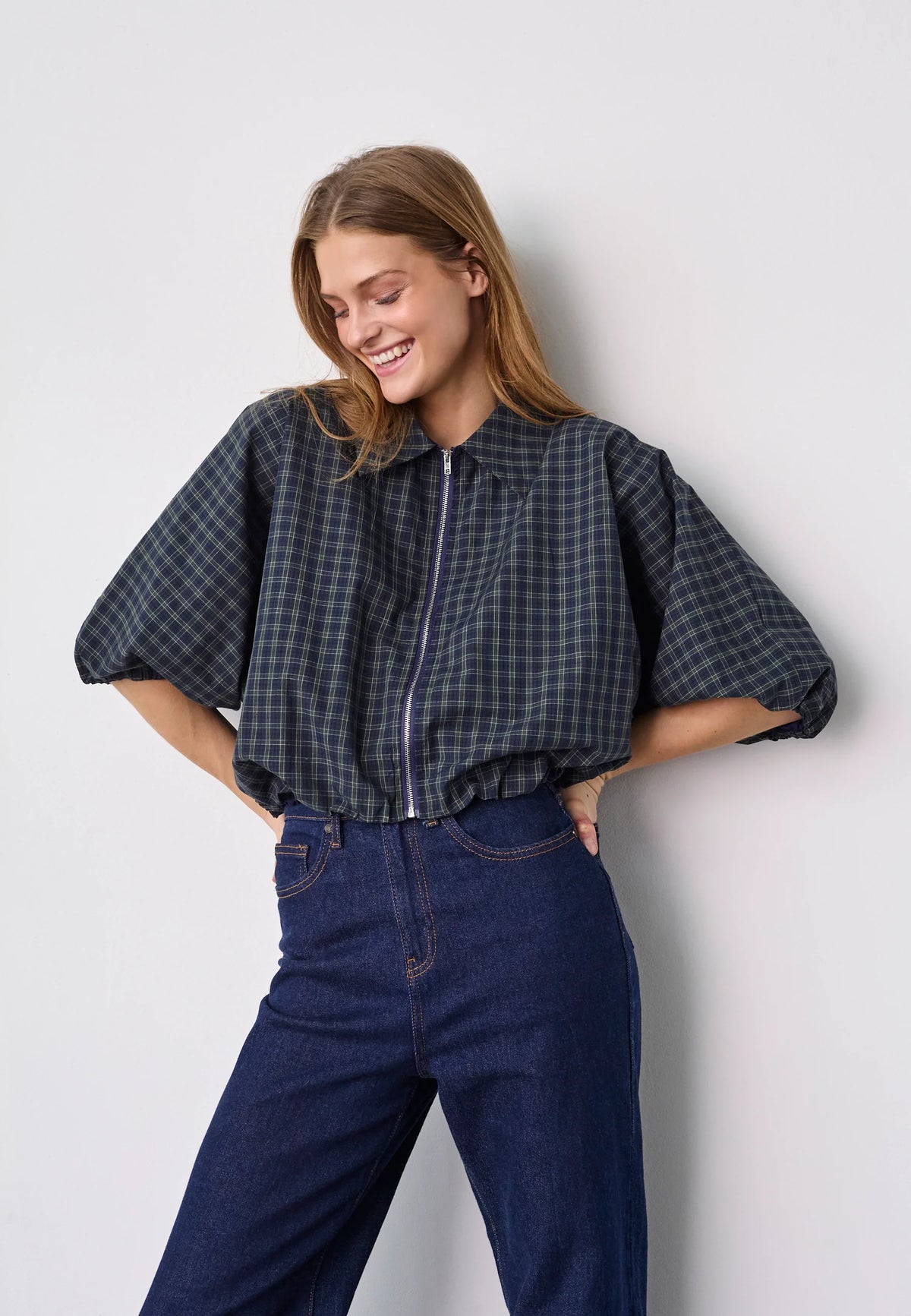 SISTERS POINT BLAZER NELLY-JA1 JACKET NAVY CHECK