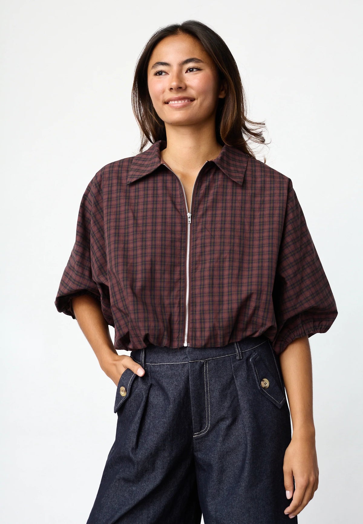 SISTERS POINT BLAZER NELLY-JA1 JACKET BERRY CHECK
