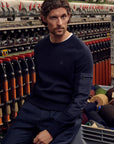 STATE OF ART PULLOVER RONDE HALS MET ZADELMOUWEN DONKERBLAUW