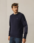 STATE OF ART PULLOVER RONDE HALS MET ZADELMOUWEN DONKERBLAUW