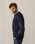 STATE OF ART PULLOVER RONDE HALS MET ZADELMOUWEN DONKERBLAUW