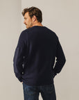 STATE OF ART PULLOVER RONDE HALS MET ZADELMOUWEN DONKERBLAUW