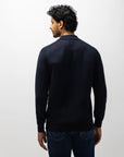 STATE OF ART PULLOVER POLO FIJN GEBREID KATOEN DONKERBLAUW